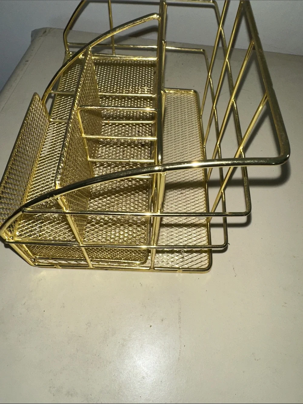 Gold Mesh Desk Organizer Holder